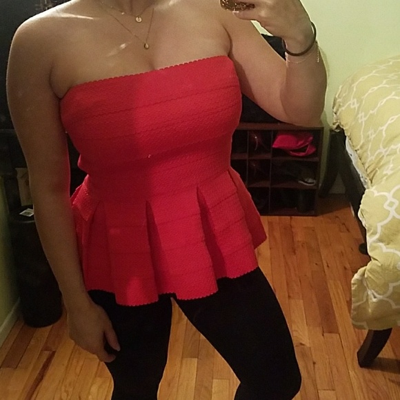 Red peplum top - Picture 2 of 4